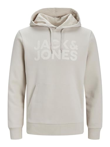 JACK & JONES Herren Hoodie Kapuzenpullover Pullover Hoody JJECORP - S M L XL XXL, Größe:L, Farbe:Moonbeam/Large Print 12152840 von JACK & JONES