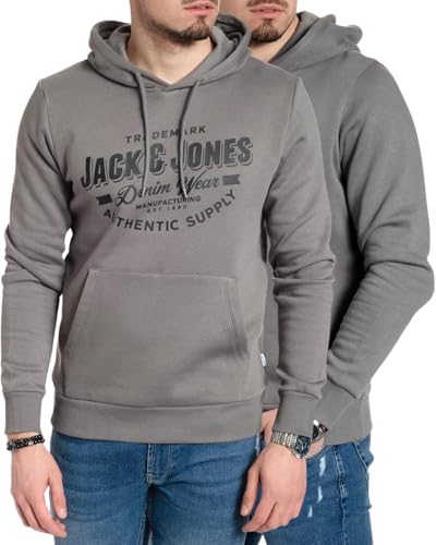 JACK & JONES Herren Hoodie Pullover mit Kapuze Sweatshirt Kapuzenpullover für Männer aus Baumwolle mit Logo/Auswahl an Designs und Farben (Doppelpack Hood 11 (Corv SED. JJ/Corv SED. Sup, L)) von JACK & JONES