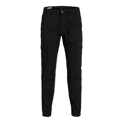 JACK & JONES Herren Hose Cargohose Stoffhose Paul Flake Cargo Noos, Farbe:Schwarz, Artikel:-Black, Länge:32, Größe:29 von JACK & JONES