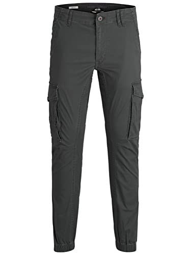 Herren Jack & Jones Hose Cargo Jogger Pants Paul Flake AKM 542 Twill Gummibund, Farben:Grau, Größe Hosen:28W / 30L von JACK & JONES