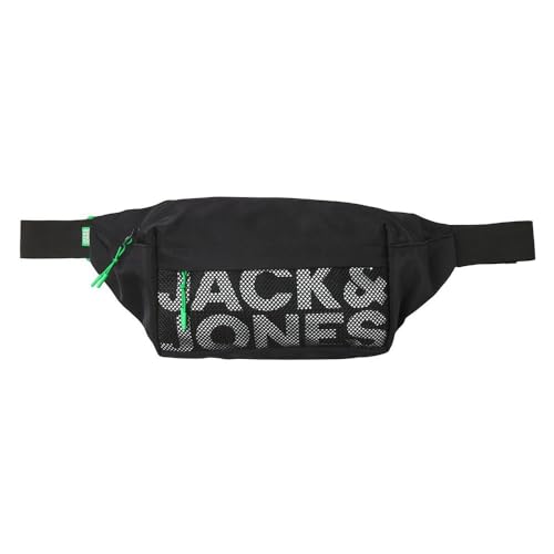 JACK&JONES Herren JACASHFORD MESH BUMBAG Bauchtasche, Black/Detail:Island Green von JACK & JONES