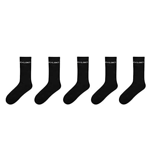 JACK & JONES Men's JACBASIC Logo Tennis 5 Pack NOOS Socken, Black/Detail:Black-Black-Black-Black, ONE Size von JACK & JONES