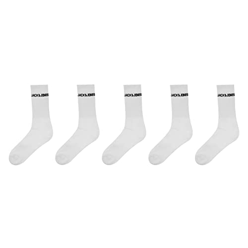 JACK & JONES Herren 5er Pack Mittellange Crew Socken Sport Weiß 41-46 von JACK & JONES