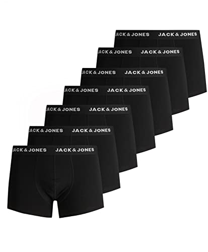 JACK & JONES Herren JACBELMO Trunks 7 Pack, Black/Logo Weiß/C, L von JACK & JONES