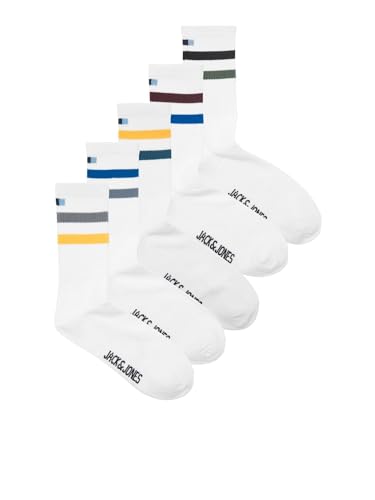 JACK&JONES Herren JACBRADEY Tennis Socks 5 Pack Tennissocken, White/Pack:White White-White-White, One Size von JACK & JONES