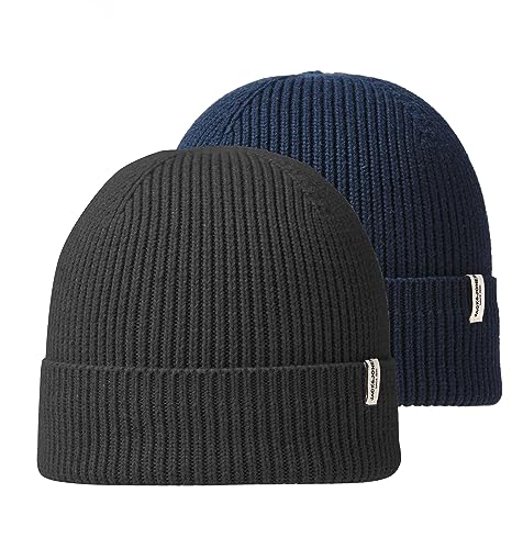 JACK & JONES Herren JACBRINK Beanie 2-Pack 12252069, Navy Blazer/Dark Grey Melange, ONE Size von JACK & JONES