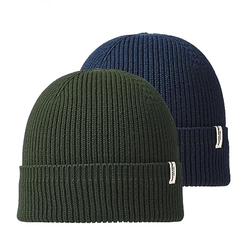 JACK & JONES Herren JACBRINK Beanie 2-Pack 12252069, Navy Blazer/Rosin, ONE Size von JACK & JONES