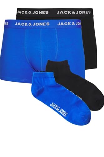 JACK & JONES Herren Jacdavid Solid Weekendset Boxershorts, Victoria Blue/Pack:Black - Victoria Blue - Black, XXL von JACK & JONES