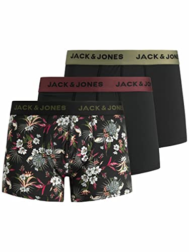 JACK & JONES Herren Trunks Jacflower Micro Fibre Pack of 3 Boxershorts, Schwarz, L EU von JACK & JONES