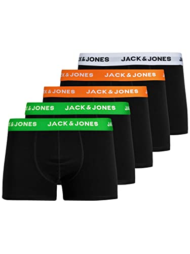 JACK & JONES Herren JACHUEYS Trunks 5 Pack, White/Shocking orange - Shocin, S von JACK & JONES