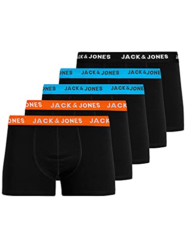 JACK & JONES Herren JACHUEYS Trunks 5 Pack, Black/Orange - Orange - Blue -, M von JACK & JONES