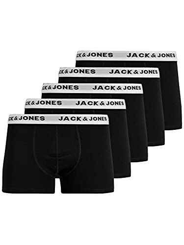 JACK & JONES Herren JACHUEYS Trunks 5 Pack 12200067, Black/White Waistband, M von JACK & JONES