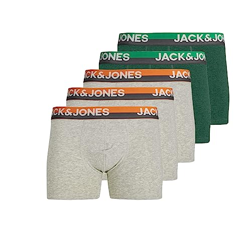 JACK & JONES Herren JACINJECTED Trunk 5 Pack, Light Grey Melange/Pack B, S von JACK & JONES