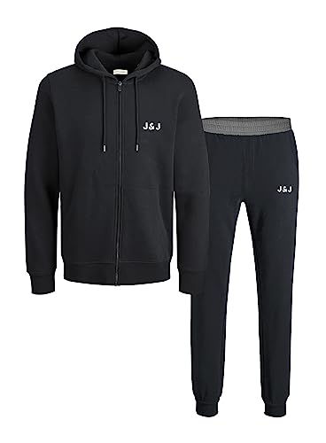 JACK & JONES Herren JACLOGO ZIP AND PANTS SET, Black/Pants Black, XXL von JACK & JONES