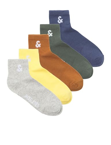 JACK & JONES Herren Jacmilo Short Tennis Socks 5 Pack Kurzsocken, Vintage Indigo/Pack:Pineapple slice - Meerkat - Laurel wreath - LGM, Einheitsgröße von JACK & JONES