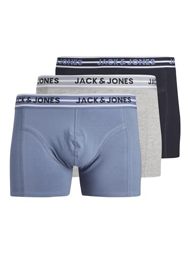 JACK&JONES Herren JACPETER SOLID Trunks 3 Pack Boxershorts, Navy Blazer/Pack:Coronet Blue-LGM, S von JACK & JONES