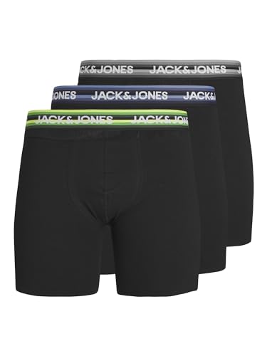 JACK&JONES Herren JACSIMON Boxer Briefs 3 Pack Boxershorts, Coronet Blue/Pack:Wild Lime-Ultimate Gray, XXL von JACK & JONES