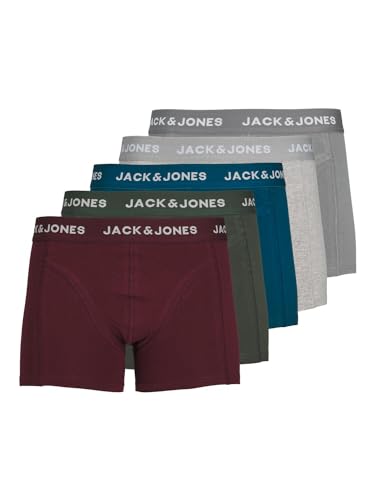 JACK & JONES Herren JACSMITH Trunks 5 Pack Box Boxershorts, Rot, XL von JACK & JONES