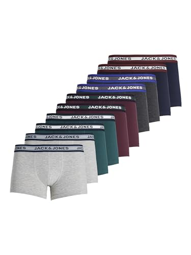 Jack & Jones Mens Jacsolid Trunks 10 Packs Boxershorts, Dark Grey Melange, L (10er von JACK & JONES