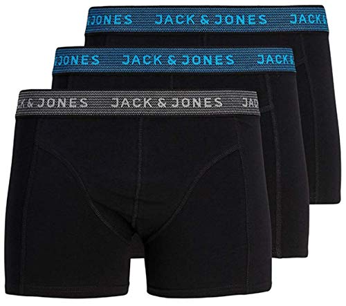 JACK & JONES Herren JACWAISTBAND JACBACK Trunks 3 Pack, Asphalt/Hawaian Ocean - Hawaia, M von JACK & JONES