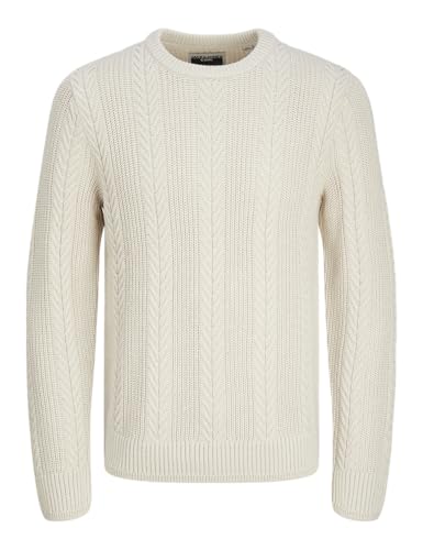 JACK&JONES Herren JCOCIPHER Knit Crew Neck Strickpullover, Moonbeam, X-Large von JACK & JONES