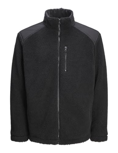 JACK&JONES Herren JCOECHO Fleece Jacket Fleecejacke, Black/Detail:Black Overlay, L von JACK & JONES