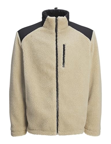 JACK&JONES Herren JCOECHO Fleece Jacket Fleecejacke, Crockery/Detail:Black Overlay, L von JACK & JONES