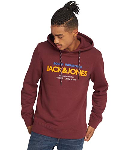 JACK & JONES Herren JCOJACOB Sweat Hood Kapuzenpullover, per Pack Rot (Port Royale Port Royale), Large (Herstellergröße: L) von JACK & JONES