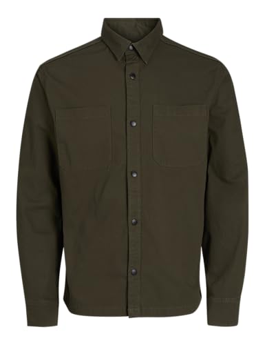 JACK&JONES Herren JCOLOGAN Ripstop Overshirt LS Freizeithemd, Forest Night, L von JACK & JONES