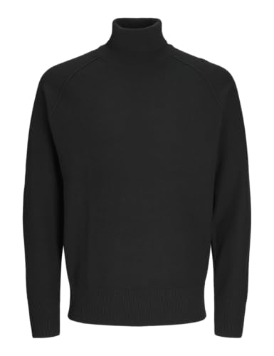 JACK&JONES Herren JCOMASON Knit ROLL Neck Strickpullover, Black/Detail:Cyclo 100, X-Large von JACK & JONES