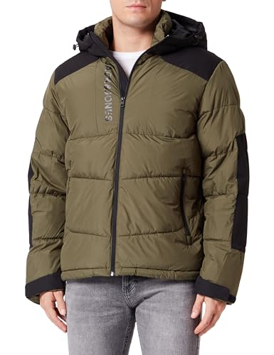 JACK&JONES Herren JCOOTIS Puffer SN Jacke, Olive Night/Detail:Black Blocking-JJ Print, S von JACK & JONES