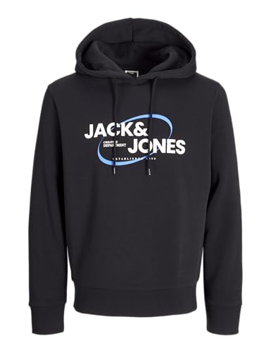JACK&JONES Herren JCORAY Branding Sweat Hood FST Kapuzenpullover, Black, S von JACK & JONES