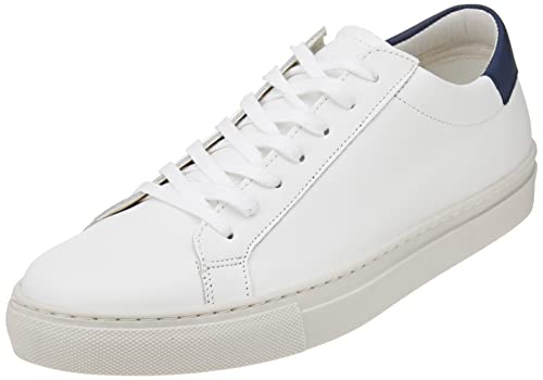 JACK & JONES Herren JFWCOREY Leather NOOS Sneaker, White/Detail:Navy/Red Dahlia, 42 EU von JACK & JONES