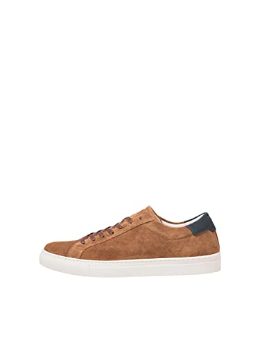 JACK & JONES Herren JFWCOREY Suede Sneaker, Cognac/Detail:Navy Blazer Heel, 40 EU von JACK & JONES