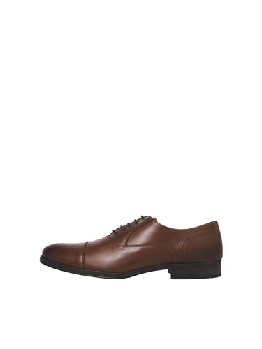 JACK & JONES Herren Jfwdonald Leather Cognac Noos Derbys, Cognac, 42 EU von JACK & JONES