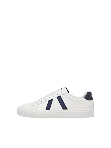 JACK & JONES Herren JFWFREEMAN PU Sneaker, Bright White/Detail:Navy Blazer, 40 EU von JACK & JONES