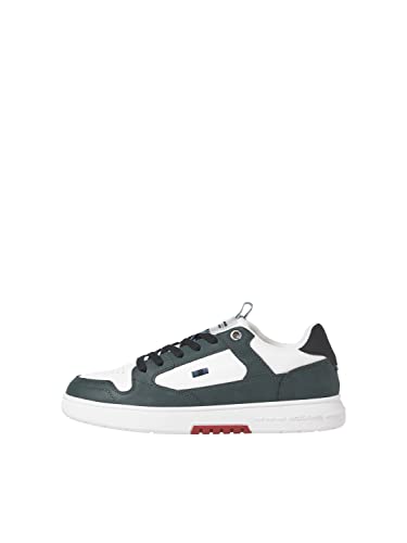 JACK & JONES Herren JFWHEATH PU NOOS Sneaker, Bright White/Detail:Block Darkest Spruce, 40 EU von JACK & JONES