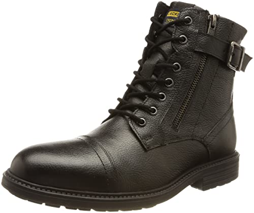 JACK&JONES Herren JFWHOLLAND Leather Zip Stiefel, Black, 44 EU von JACK & JONES