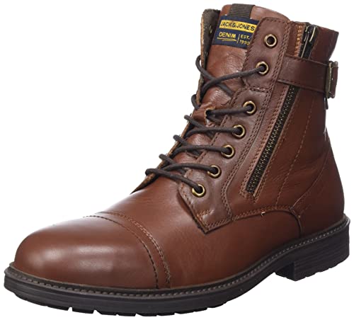 JACK&JONES Herren JFWHOLLAND Leather Zip Stiefel, Cognac, 46 EU von JACK & JONES