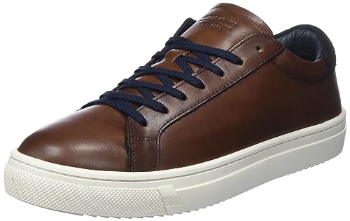 JACK&JONES Herren JFWRADCLIFFE Leather NOOS Sneaker, Cognac/Detail:Suede Navy Heel, 44 EU von JACK & JONES