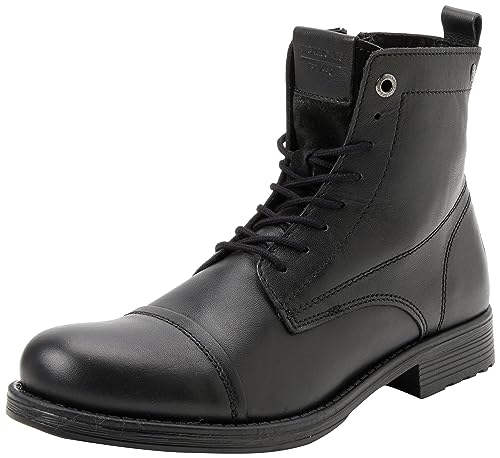 JACK&JONES Herren JFWSHAUN Leather Boot SN Schnürstiefelette, Anthracite, 40 EU von JACK & JONES