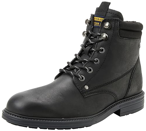 JACK&JONES Herren JFWSOLOMON Leather Boot SN Schnürstiefelette, Anthracite, 40 EU von JACK & JONES