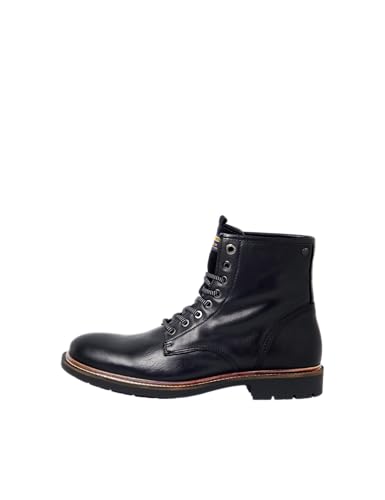 JACK & JONES Herren JFWTANNER Leather Boot Stiefeletten, Anthracite, 41 EU von JACK & JONES