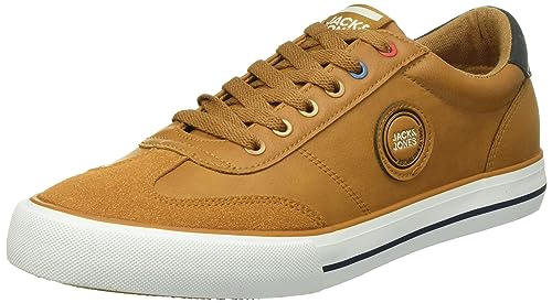 JACK&JONES Herren JFWTOBY PU Sneaker, Cognac, 41 EU von JACK & JONES