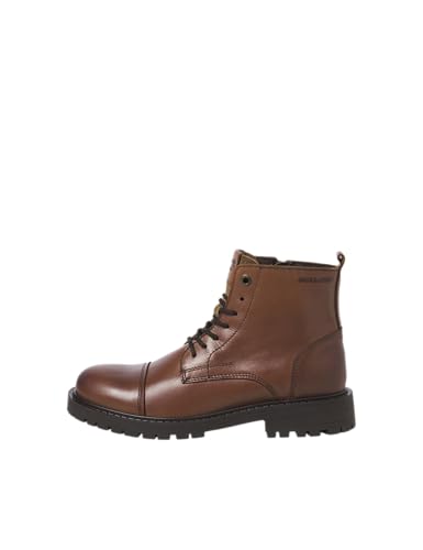 JACK & JONES Herren JFWTREMOR Leather Boot SN Schnürstiefelette, Cognac, 40 EU von JACK & JONES