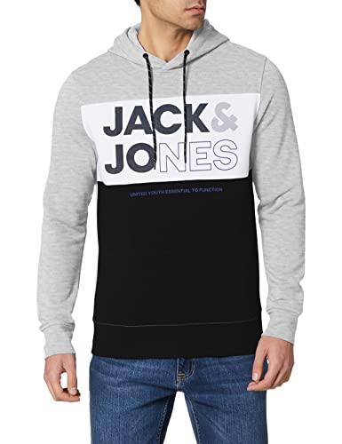 Jack & Jones Herren JJARID Sweat Hood Kapuzenpullover, Light Grey Melange/Detail:New Light Grey Melange, L von JACK & JONES