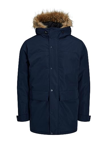 JACK&JONES Herren JJCHAMP Jacket FUR Parka, Navy Blazer, M von JACK & JONES