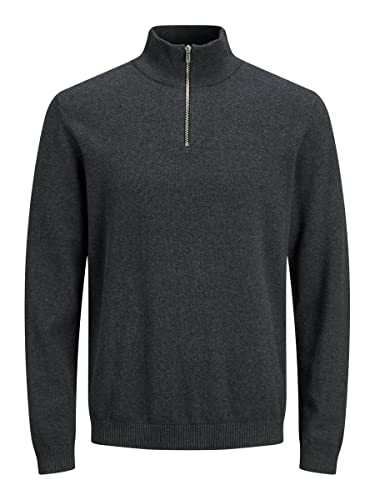 JACK & JONES Herren JJEBASIC Knit Half Zip NOOS 12190171, Dark Grey Melange, M von JACK & JONES