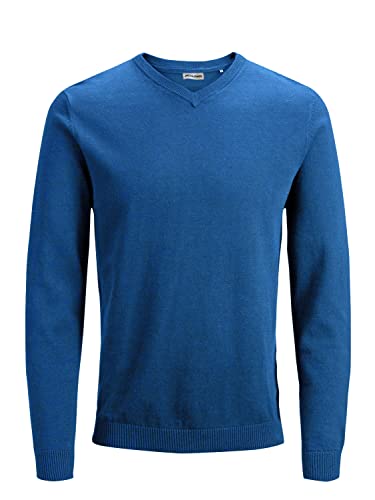 JACK & JONES Herren JJEBASIC Knit V-Neck 12137194, Classic Blue, XS von JACK & JONES