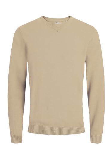 JACK & JONES Herren JJEBASIC Knit V-Neck 12137194, Crockery, XXL von JACK & JONES